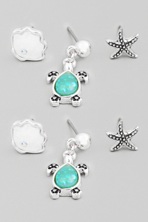 Sea Themed Stud Earrings Set