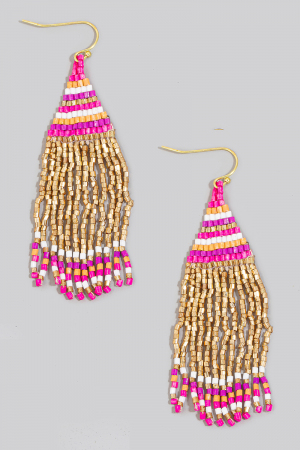 Western Seed Beaded Fringe Earrings