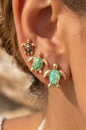 Turtle Stud Earrings Set Of Three