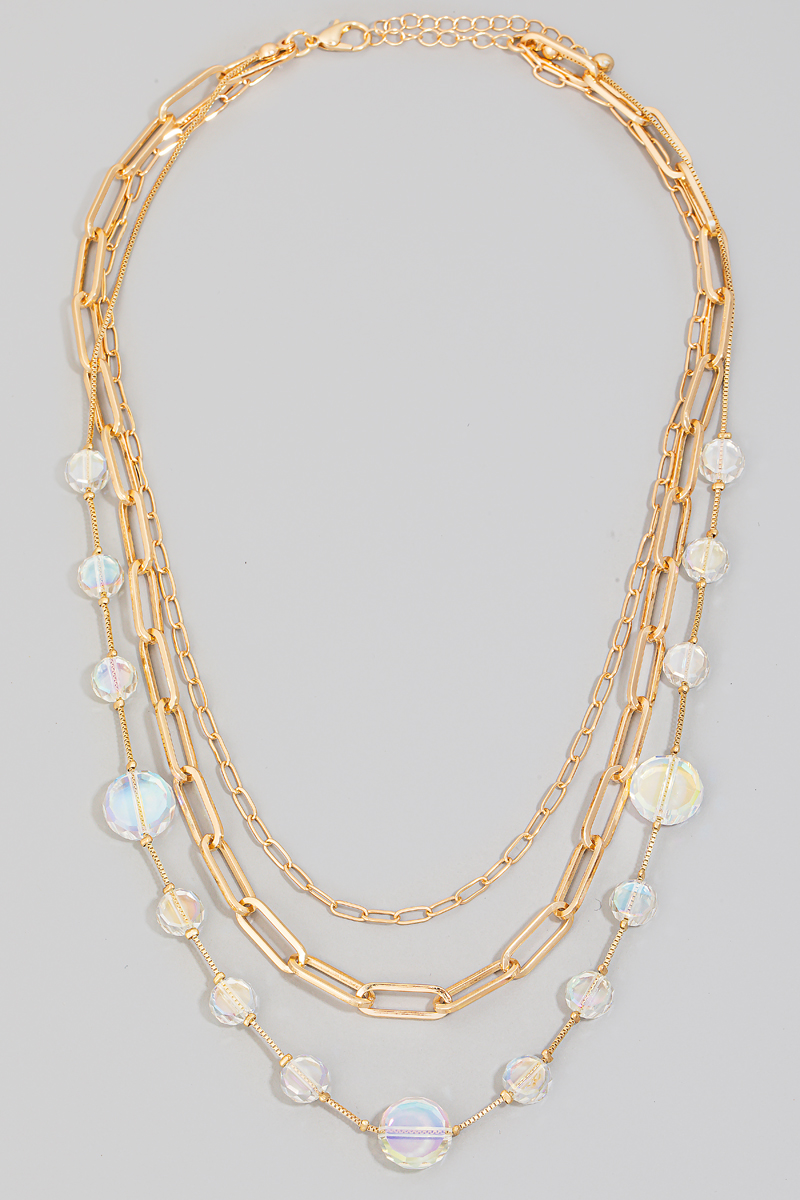 Layered Rhinestone And Chains Necklace