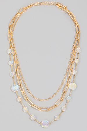 Layered Rhinestone And Chains Necklace