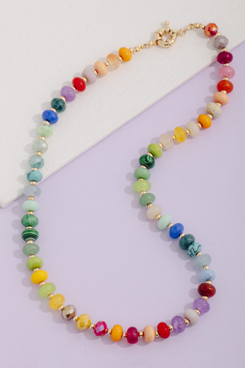 Round Stone Beaded Necklace