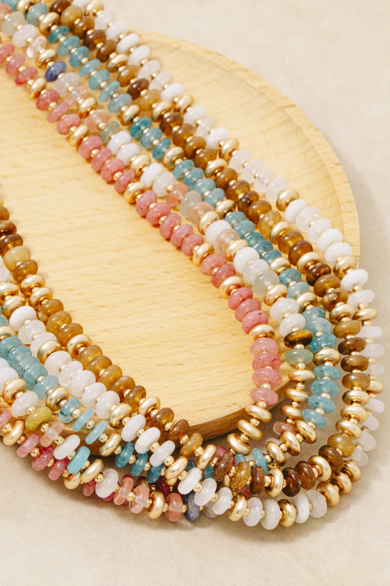 Semi Precious Stone Disc Beaded Necklace