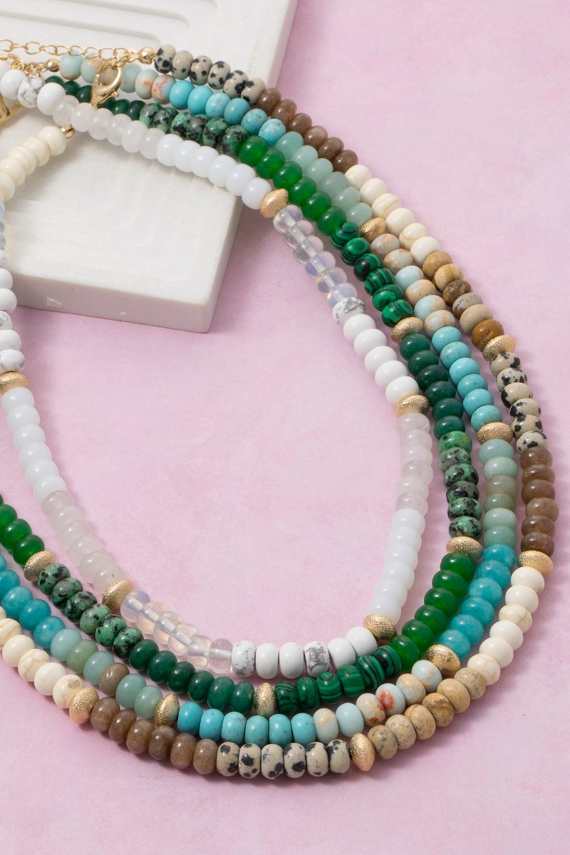 Mixed Semi Precious Stone Beaded Necklace