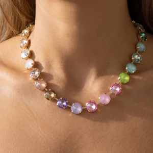 Vintage Inspired Pastel Crystal Collar Necklace