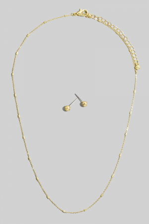 Gold Dipped Mini Bar Station Chain Necklace Set