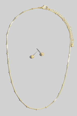 Gold Dipped Intricate Station Dainty Chain Necklace Set
