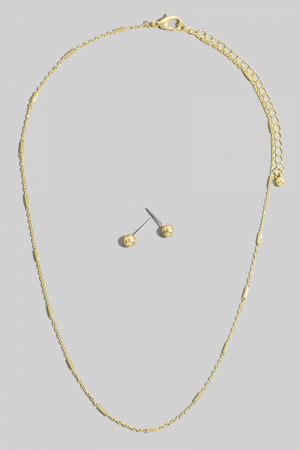 Gold Dipped Bar Station Chain Necklace Set