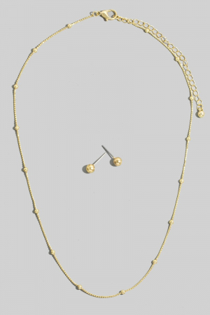 Gold Dipped Station Beads Dainty Rope Chain Necklace Set