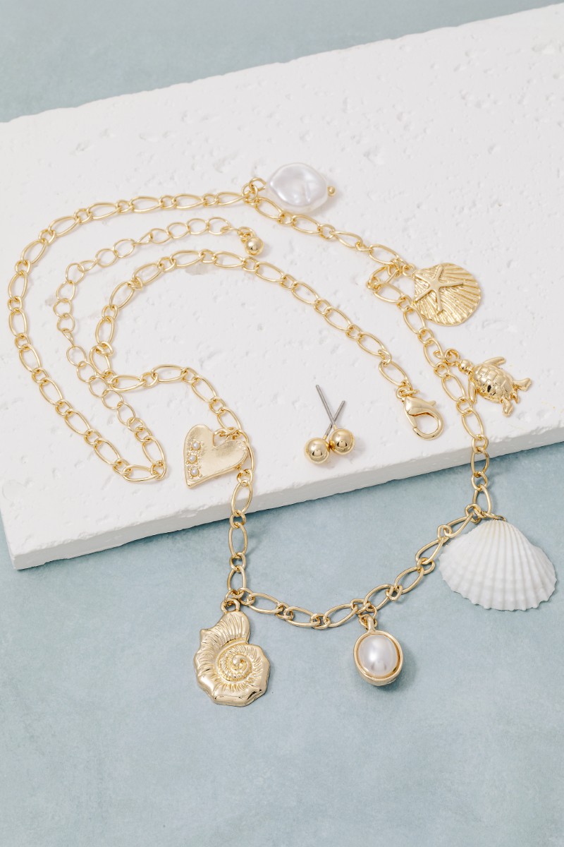 Assorted Sea Life Charms Chain Necklace Set