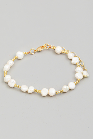 Pearl Bead Chain Clasp Bracelet