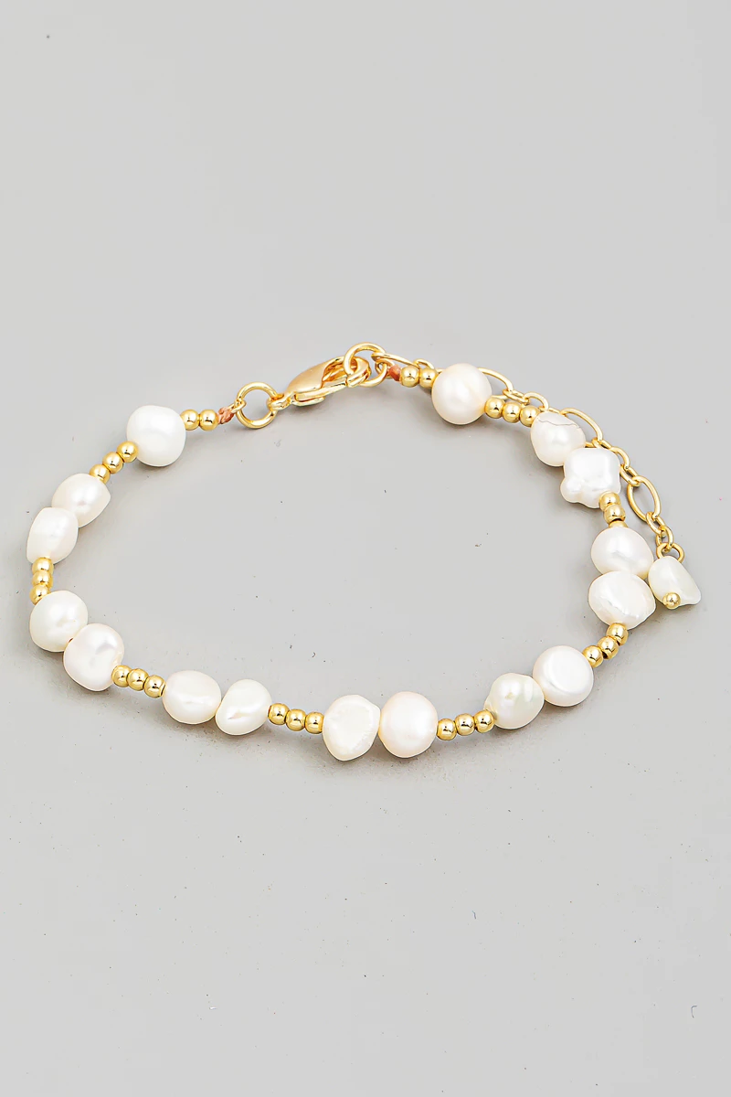 Pearl Bead Chain Clasp Bracelet