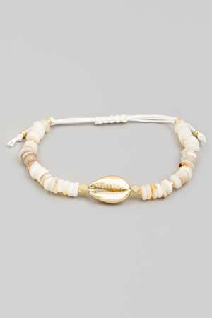 Cowrie Shell Beaded Adjustable Bracelet