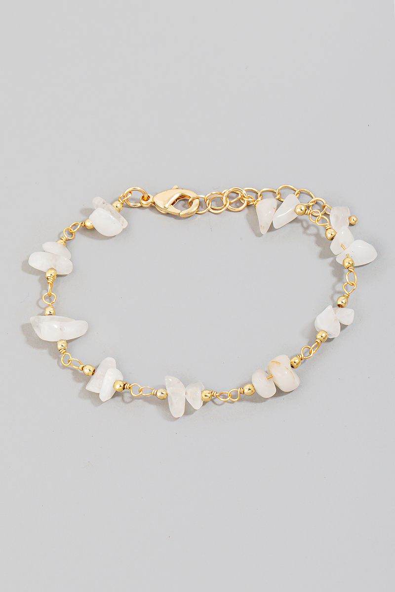 Pebble Stone Beaded Chain Bracelet