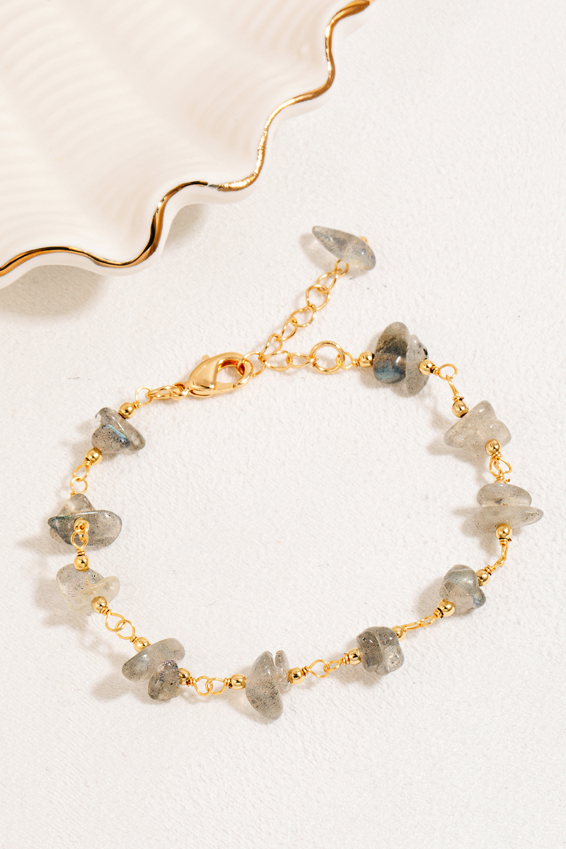 Pebble Stone Beaded Chain Bracelet