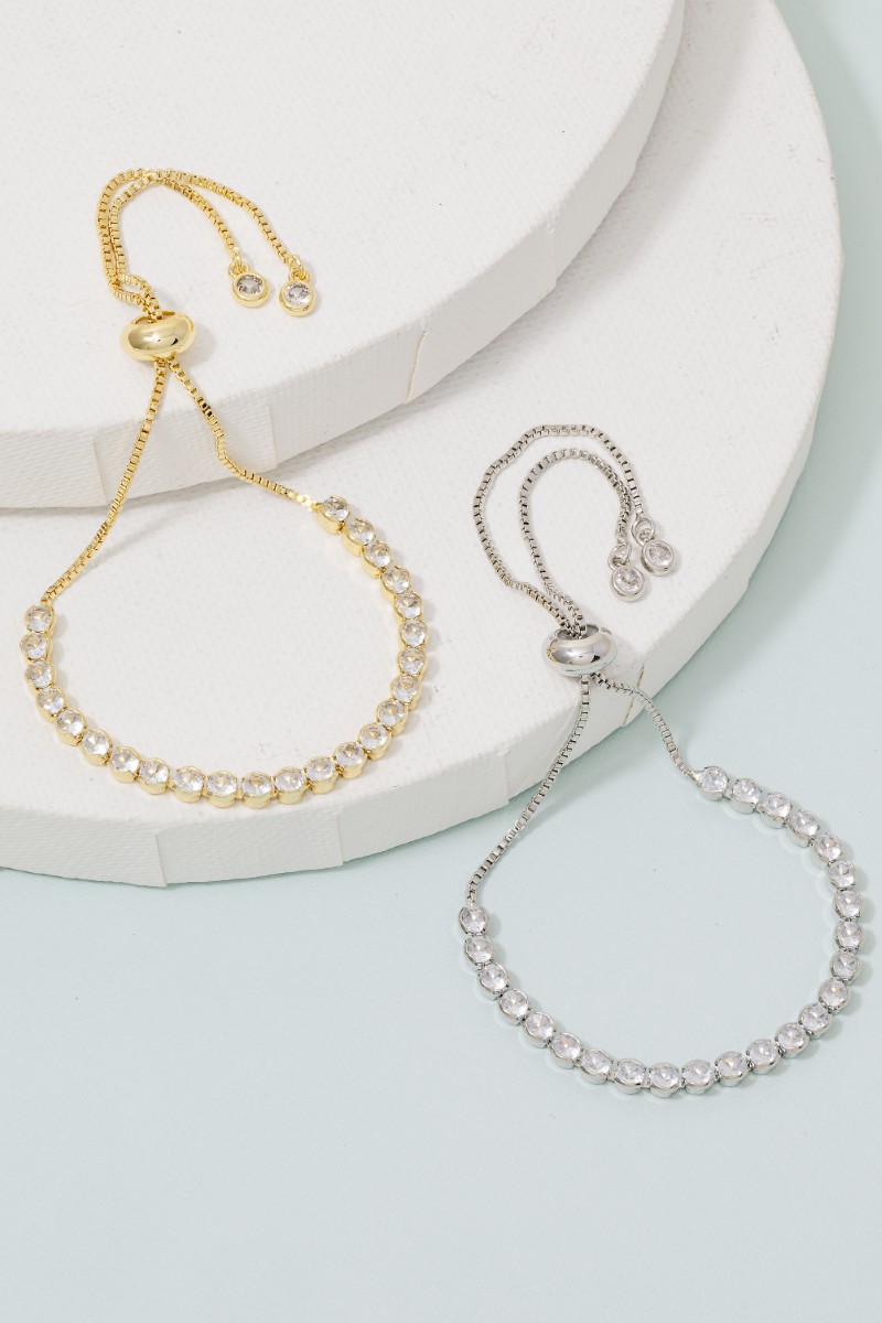 Circle Glass Gems Tennis Chain Bracelet