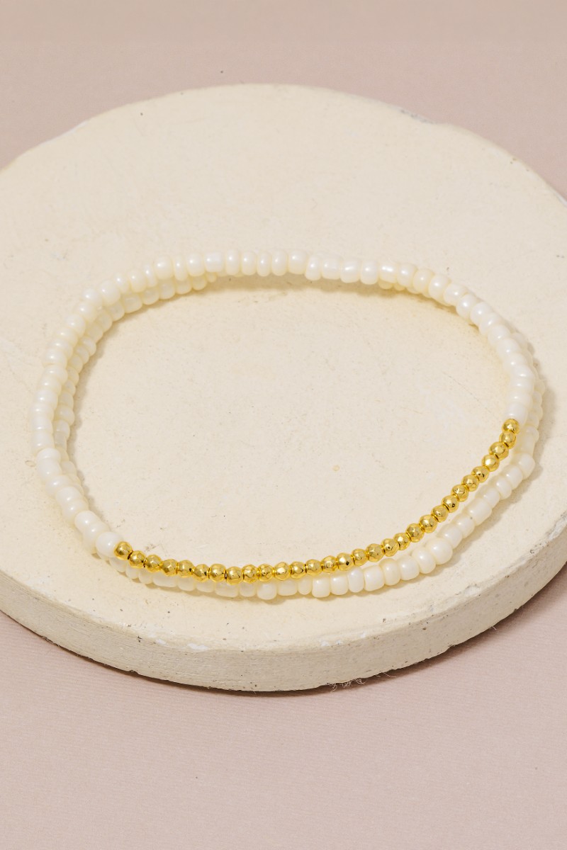 Glass And Metallic Seed Beaded Bracelet