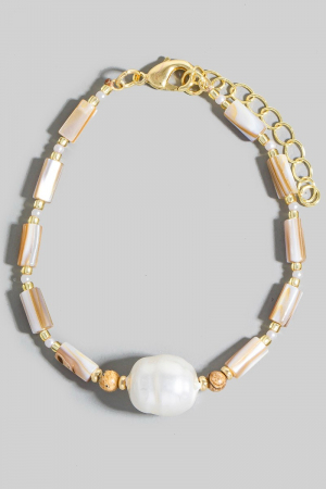 Pearl Stone And Shell Beaded Bracelet