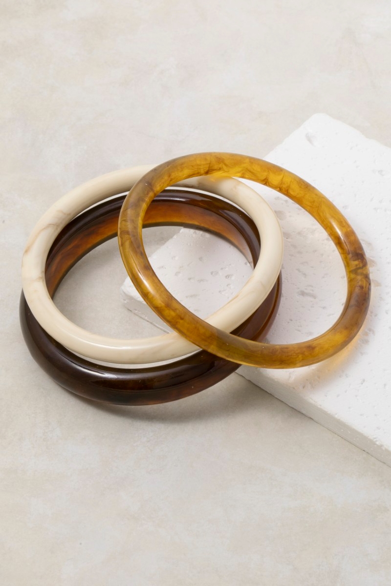 Three Piece Chunky Resin Bangle Bracelet Set