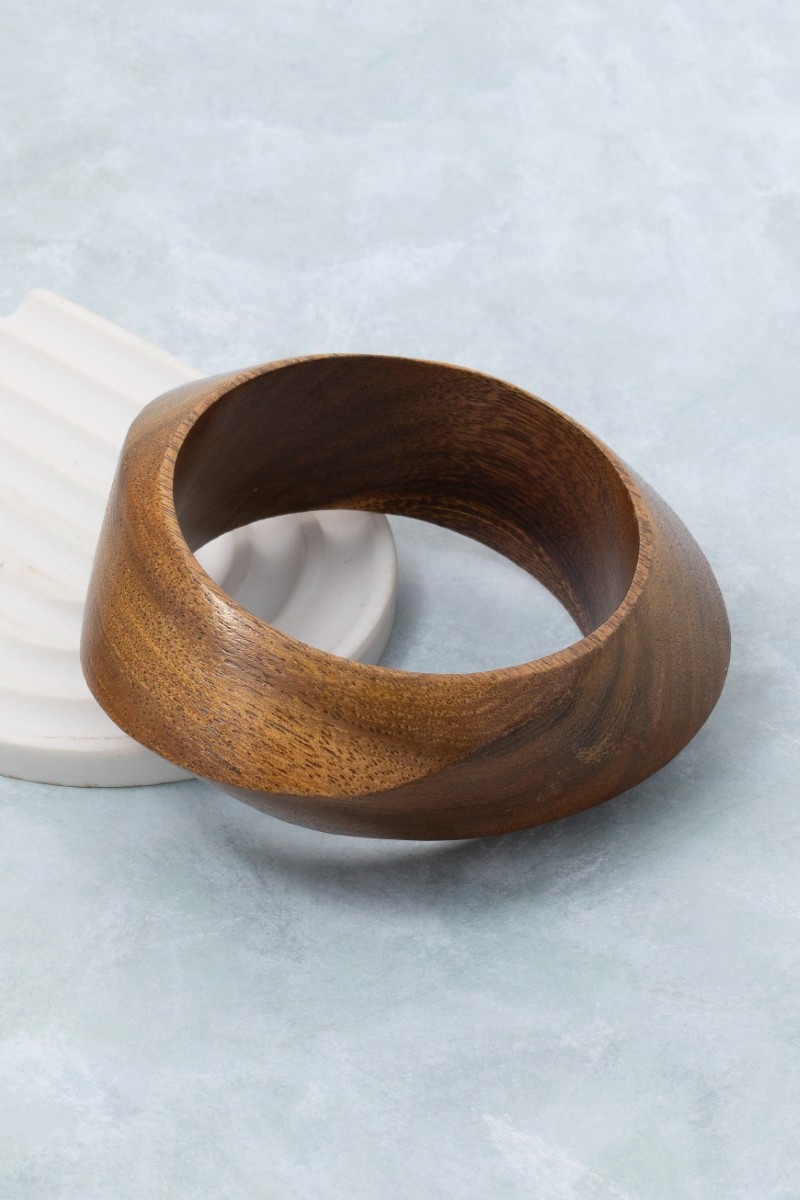 Chunky Wooden Bangle Bracelet