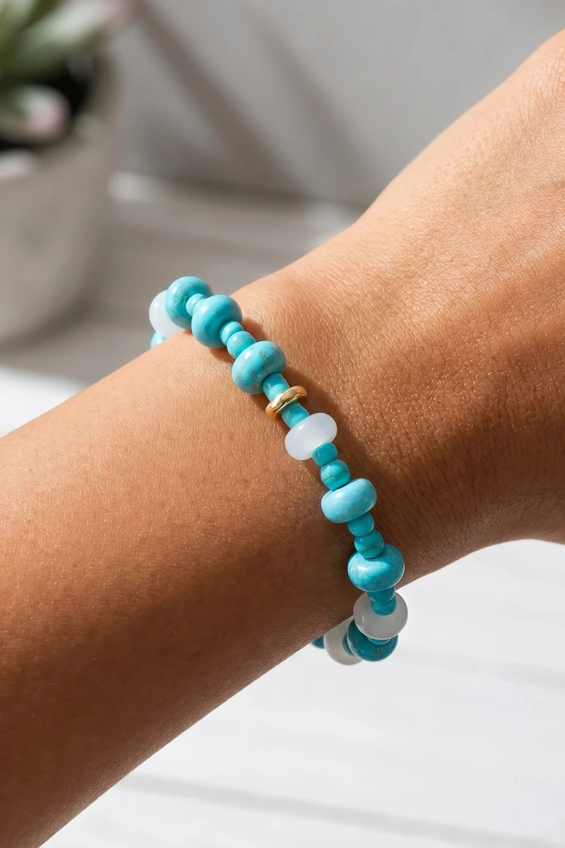 Mixed Genuine Stone And Turquoise Bracelet