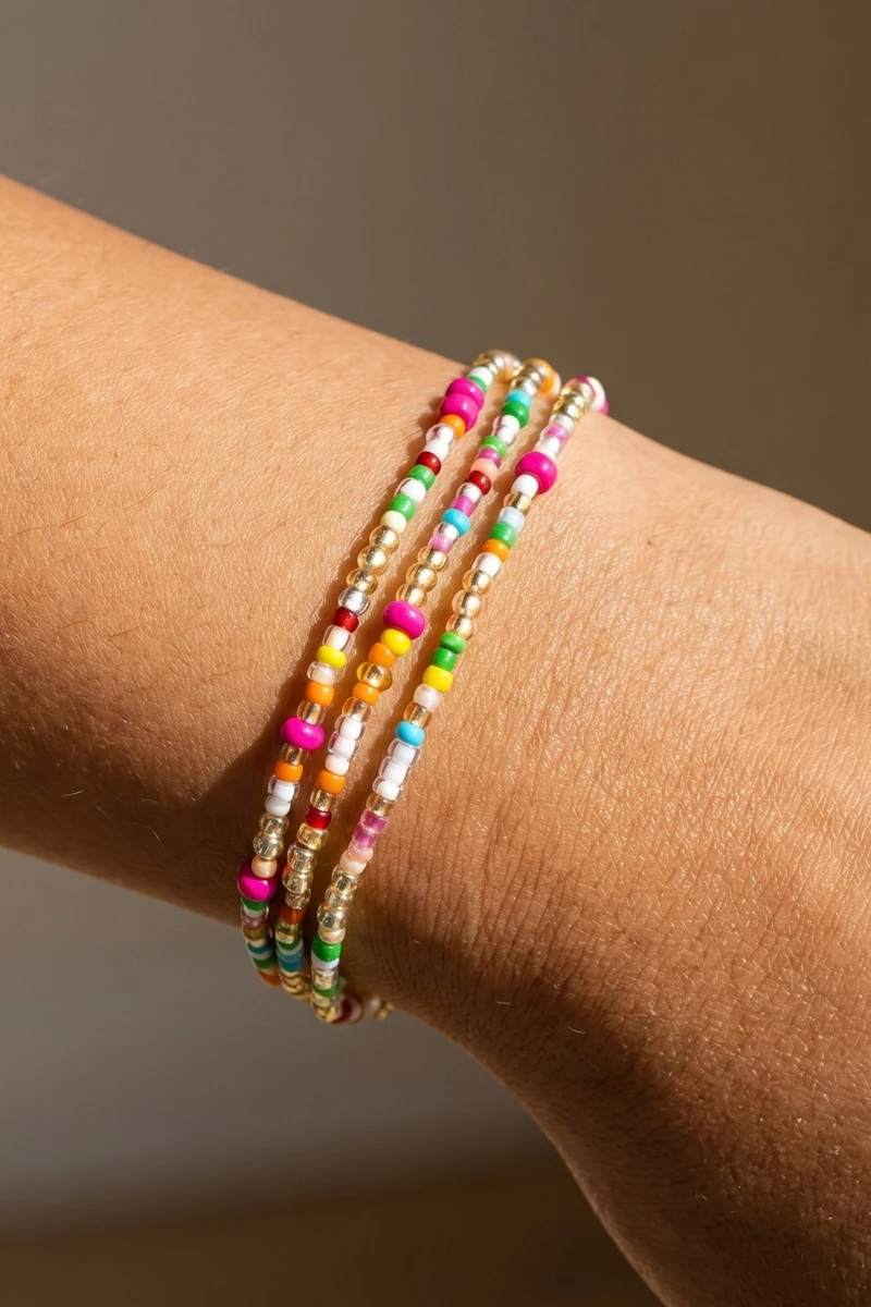 Multicolor Seed Bead Multi Strand Bracelet Set