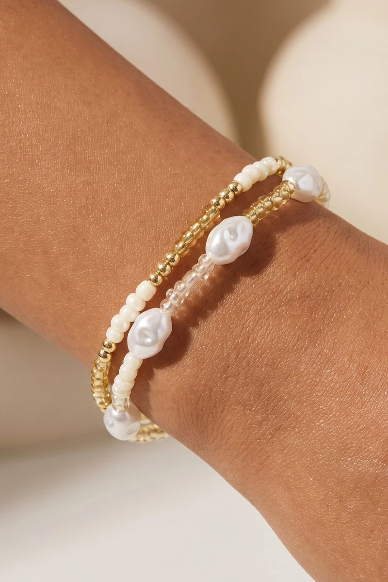 Baroque Pearl And Seed Bead Coil Bracelet