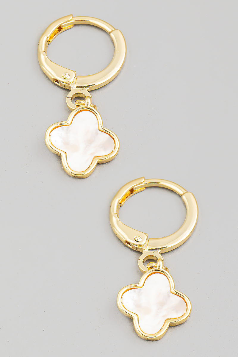 Gold Dipped Clover Charm Dangle Earrings