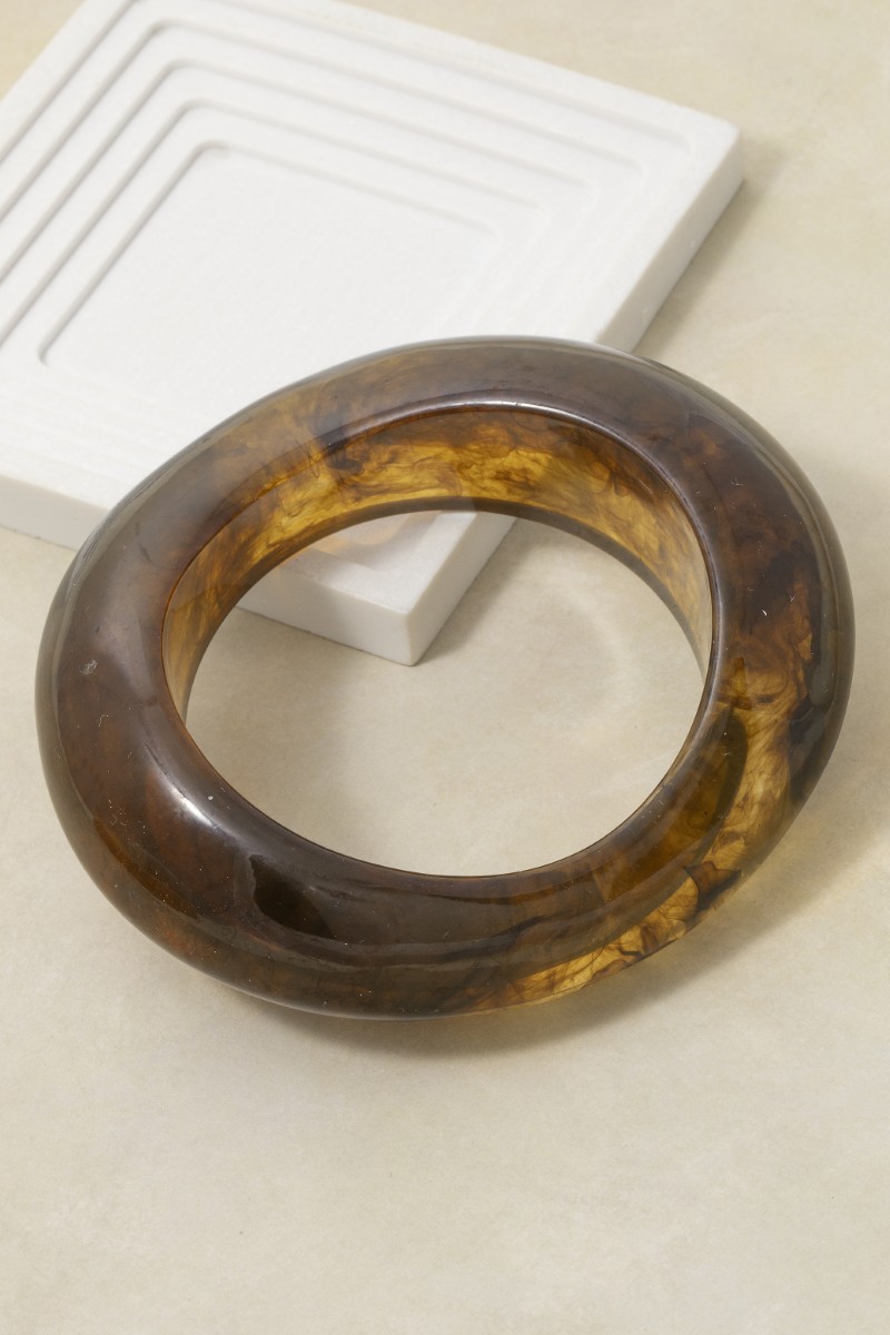 Amber Resin Thick Irregular Bangle Bracelet