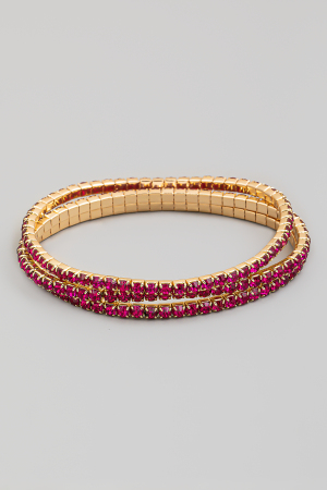 Three Row Rhinestone Studded Stretch Bracelet