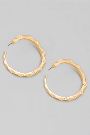 Wavy Round Studded Hoop Earrings