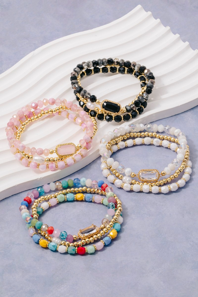 Assorted Beads With Pearls Bracelet Set