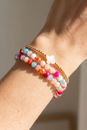 Shell Clover Multi Bead Layer Stretch Bracelet