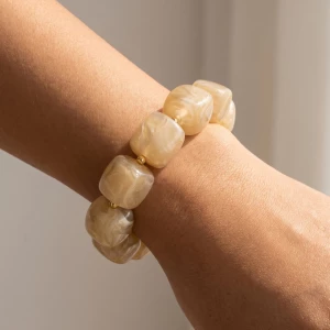 Marbled Cube Bead Stretch Bracelet
