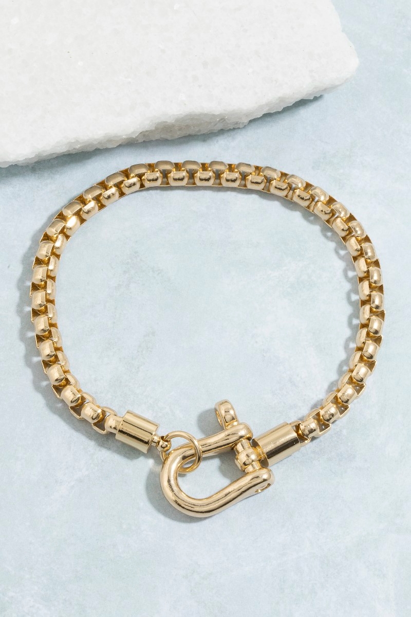 Box Chain Shackle Clasp Bracelet
