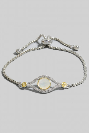 Gold Dipped Eye Disc Box Chain Bracelet