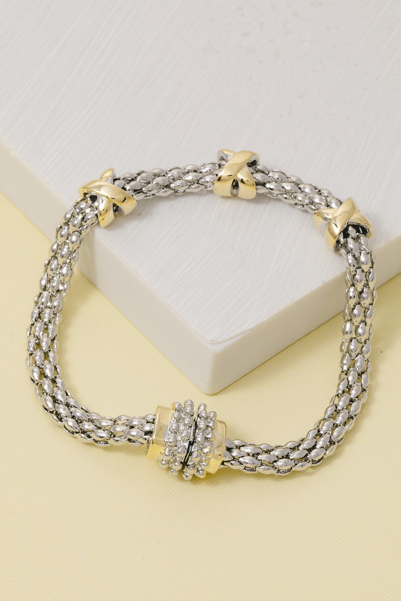 Gold Plated Two Tone Magnetic Clasp Bracelet