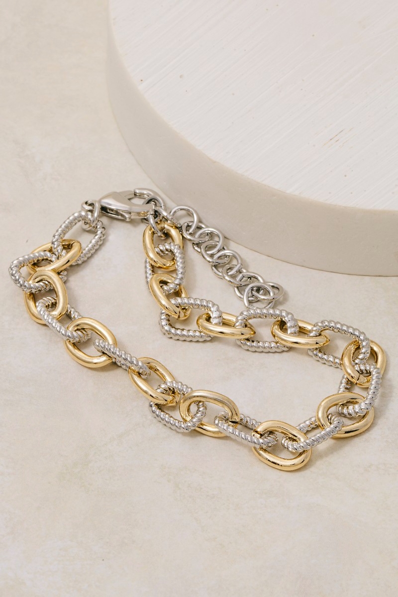 Gold Plated Two Tone Chain Bracelet