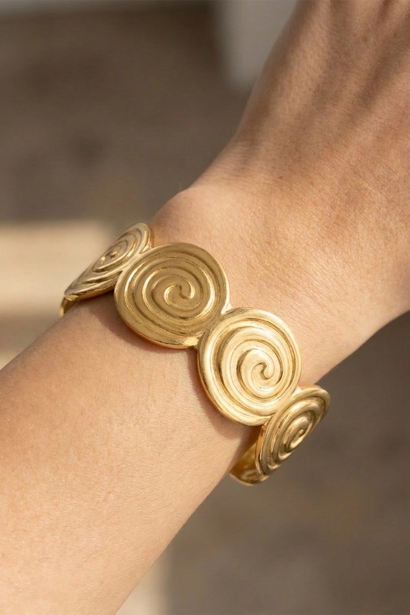 Spiral Disc Link Cuff Bracelet