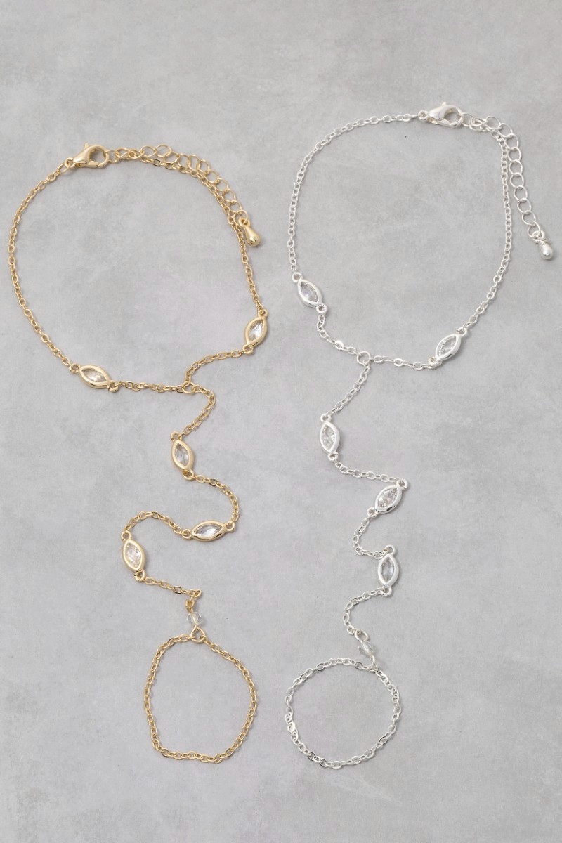 Cz Marquise Hand Chain Bracelet
