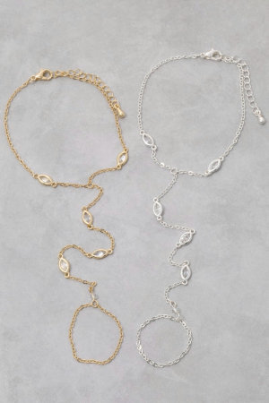 Cz Marquise Hand Chain Bracelet