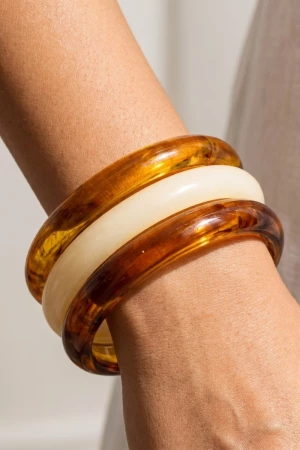 3Pc Mixed Acetate Bangle Bracelets Set