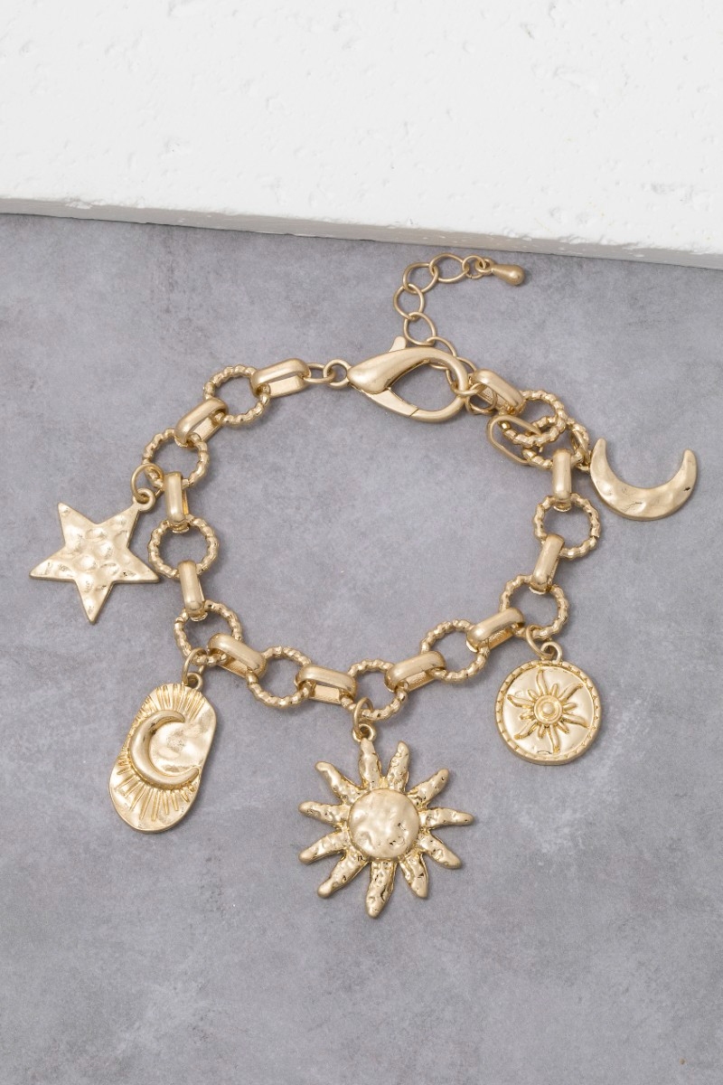 Moon Star Sun Charms Chain Bracelet