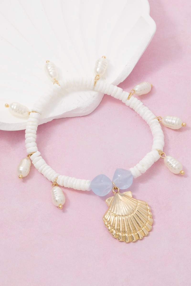 Seashell Pearl Charms Bracelet