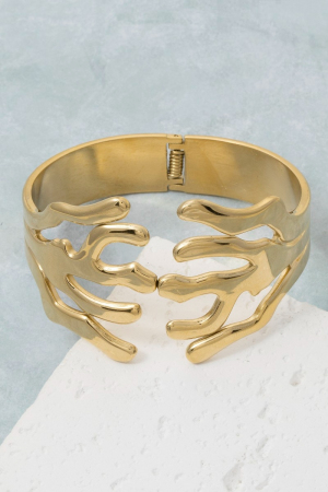 Abstract Coral Hinged Cuff Bracelet
