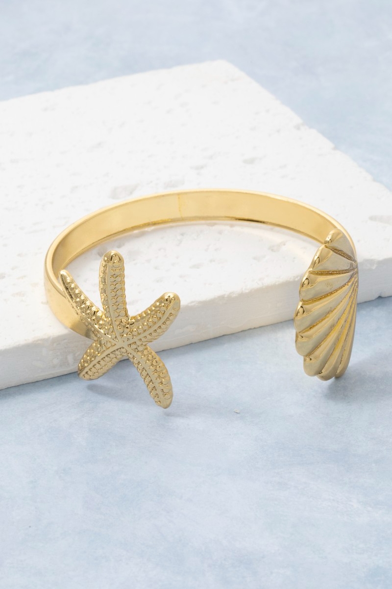 Starfish Shell Flat Cuff Bracelet