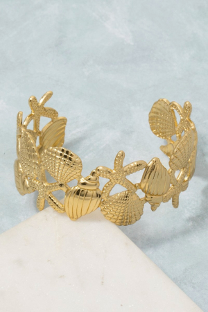 Gold Sea Life Cuff Bracelet