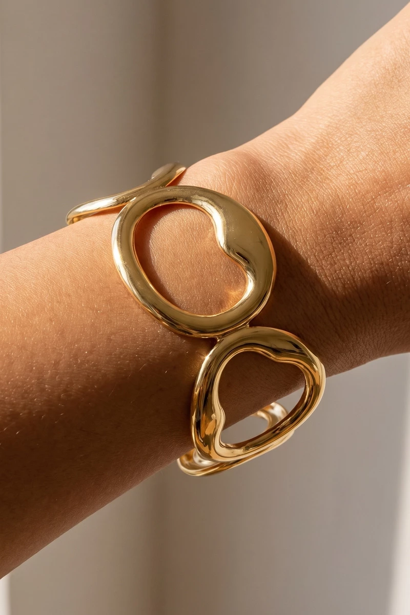 Polished Open Oval Link Cuff Bracelet