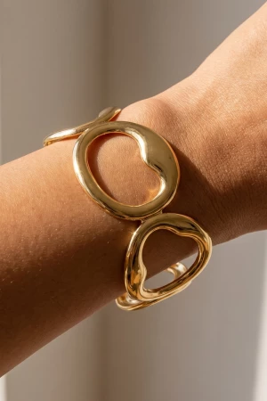 Polished Open Oval Link Cuff Bracelet