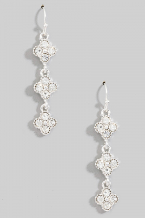 Layered Cz Clover Drop Earrings
